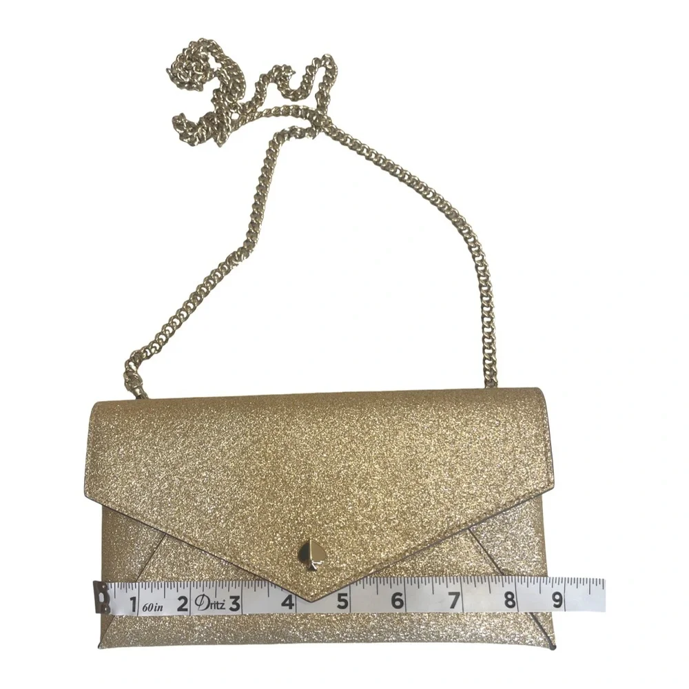 Kate Spade New York Pale Gold Burgess Court Chain Clutch (w/matching card case)